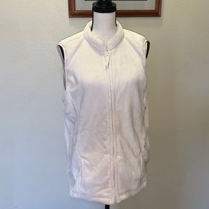 Women's Cream Fleece Zip-Front Vest